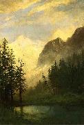 Albert Bierstadt Moonlit Landscape oil painting on canvas